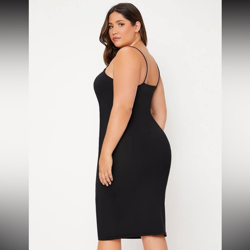 Black Bodycon Slip Midi Dress
